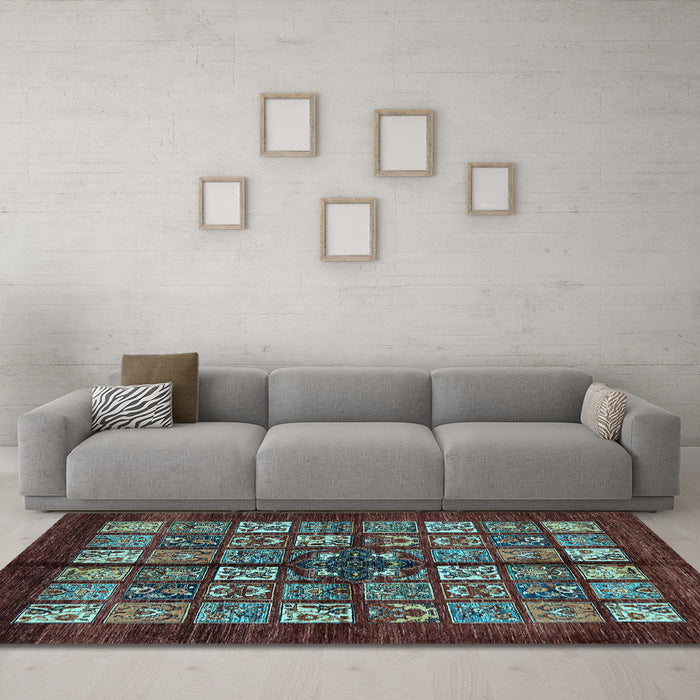 Machine Washable Abstract Light Blue Modern Rug in a Living Room, wshabs698lblu