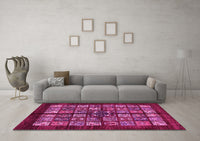 Machine Washable Abstract Pink Modern Rug, wshabs698pnk