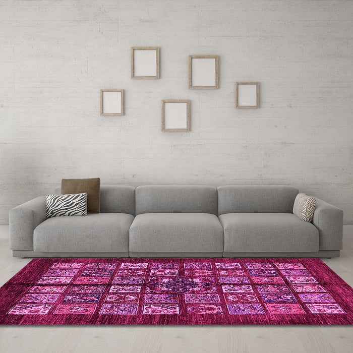 Machine Washable Abstract Pink Modern Rug in a Living Room, wshabs698pnk