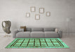 Machine Washable Abstract Turquoise Modern Area Rugs in a Living Room,, wshabs699turq