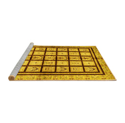 Sideview of Machine Washable Abstract Yellow Modern Rug, wshabs699yw