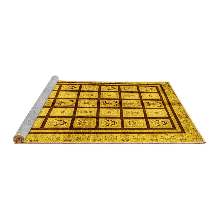 Sideview of Machine Washable Abstract Yellow Modern Rug, wshabs699yw