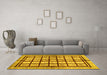 Machine Washable Abstract Yellow Modern Rug in a Living Room, wshabs699yw