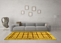 Machine Washable Abstract Yellow Modern Rug, wshabs699yw