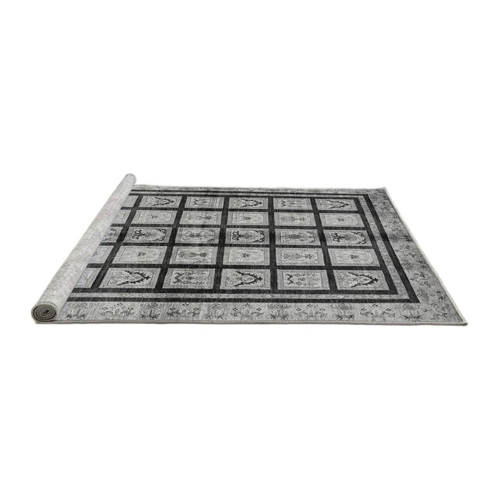 Sideview of Machine Washable Abstract Gray Modern Rug, wshabs699gry