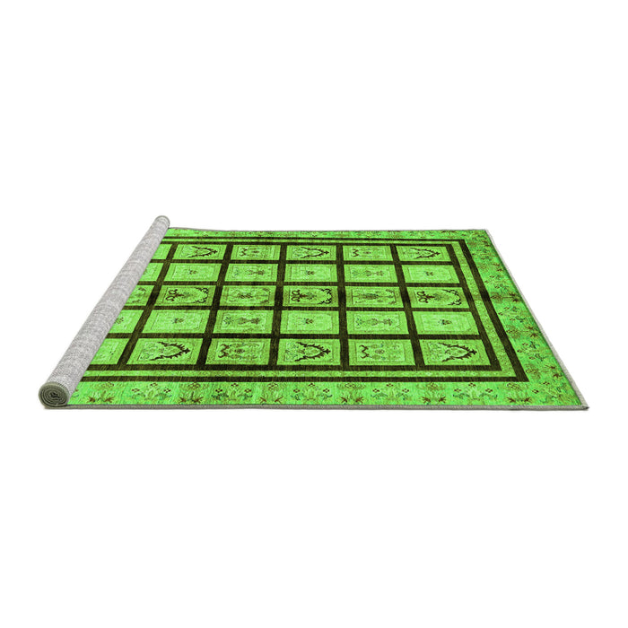 Sideview of Machine Washable Abstract Green Modern Area Rugs, wshabs699grn