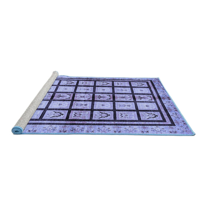 Sideview of Machine Washable Abstract Blue Modern Rug, wshabs699blu