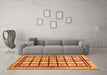 Machine Washable Abstract Orange Modern Area Rugs in a Living Room, wshabs699org