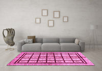 Machine Washable Abstract Pink Modern Rug, wshabs699pnk