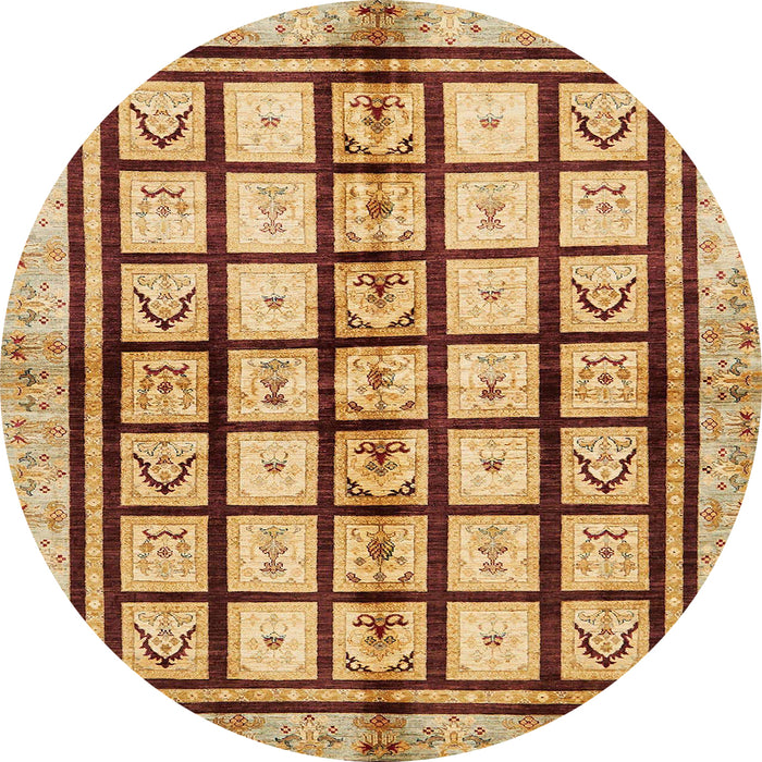 Round Machine Washable Abstract Yellow Orange Rug, wshabs699