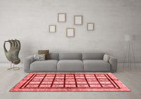 Machine Washable Abstract Red Modern Rug, wshabs699red