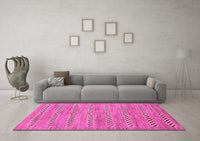 Machine Washable Abstract Pink Modern Rug, wshabs69pnk