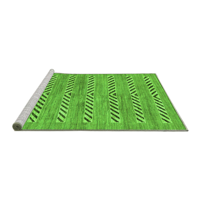 Sideview of Machine Washable Abstract Green Modern Area Rugs, wshabs69grn