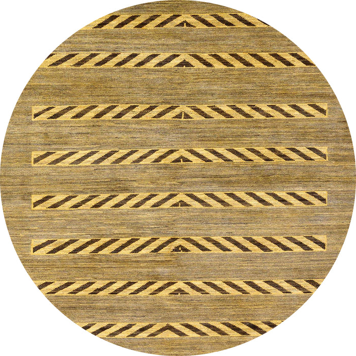 Round Abstract Yellow Modern Rug, abs69