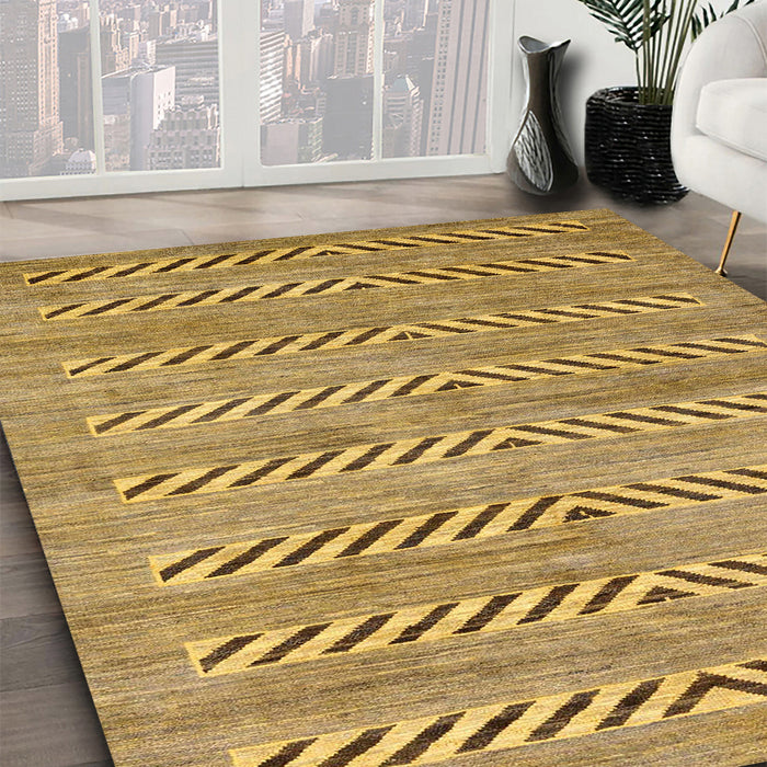 Machine Washable Abstract Yellow Rug in a Family Room, wshabs69