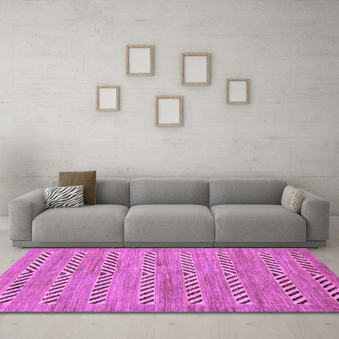 Machine Washable Abstract Purple Modern Area Rugs in a Living Room, wshabs69pur