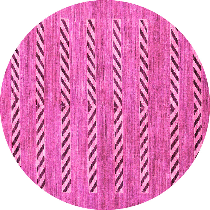 Round Machine Washable Abstract Pink Modern Rug, wshabs69pnk