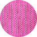 Round Machine Washable Abstract Pink Modern Rug, wshabs69pnk