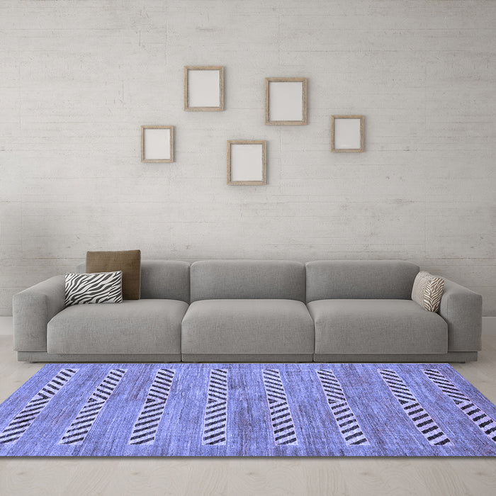 Machine Washable Abstract Blue Modern Rug in a Living Room, wshabs69blu