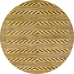 Round Machine Washable Abstract Yellow Rug, wshabs69