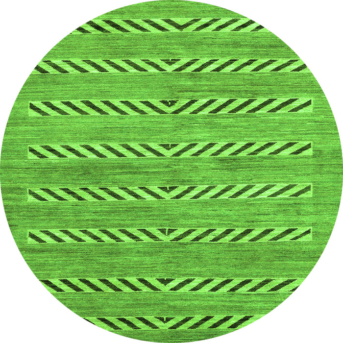 Round Machine Washable Abstract Green Modern Area Rugs, wshabs69grn