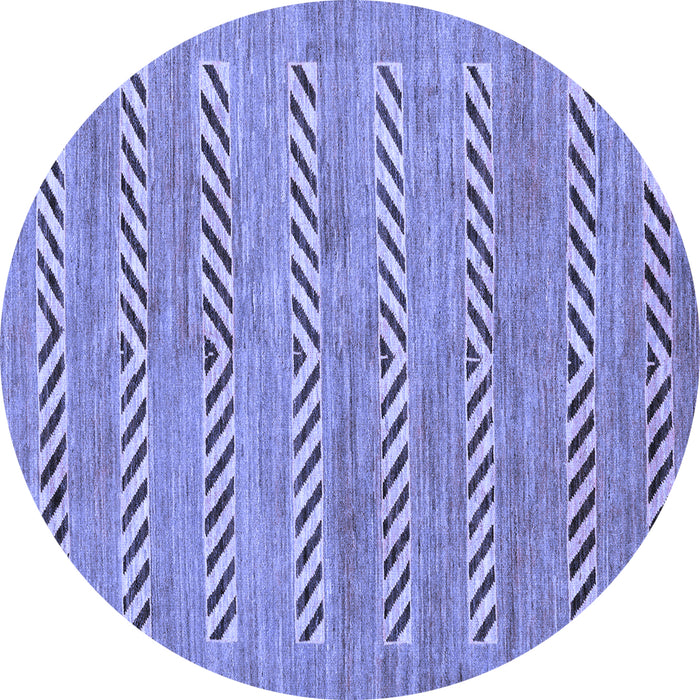 Round Abstract Blue Modern Rug, abs69blu