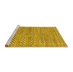 Sideview of Machine Washable Abstract Yellow Modern Rug, wshabs69yw