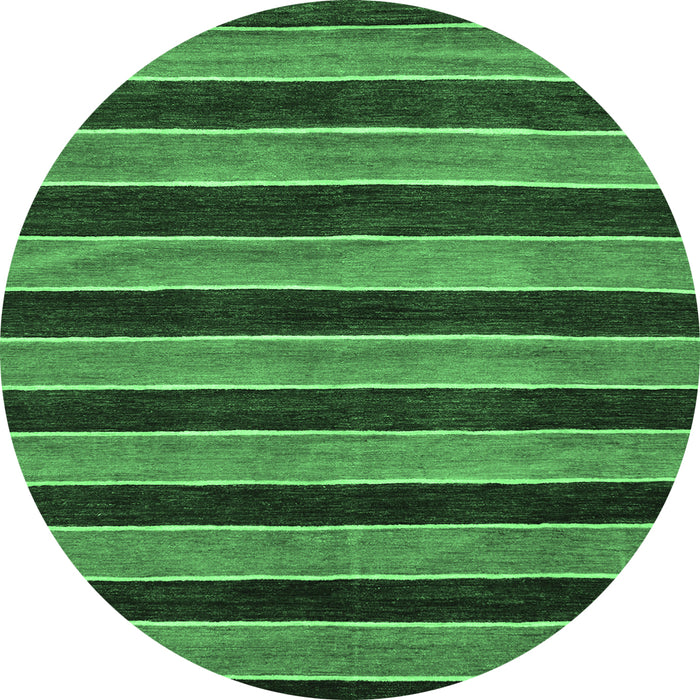 Round Machine Washable Abstract Emerald Green Modern Area Rugs, wshabs6emgrn
