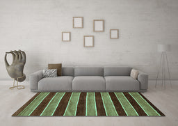 Machine Washable Abstract Turquoise Modern Area Rugs in a Living Room,, wshabs6turq