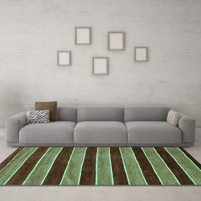 Machine Washable Abstract Turquoise Modern Area Rugs in a Living Room,, wshabs6turq