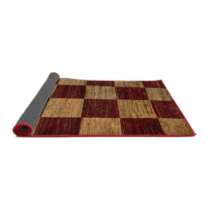 Sideview of Abstract Chocolate Brown Checkered Rug, abs70
