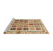 Sideview of Machine Washable Abstract Red Rug, wshabs700