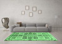 Machine Washable Abstract Emerald Green Modern Rug, wshabs700emgrn