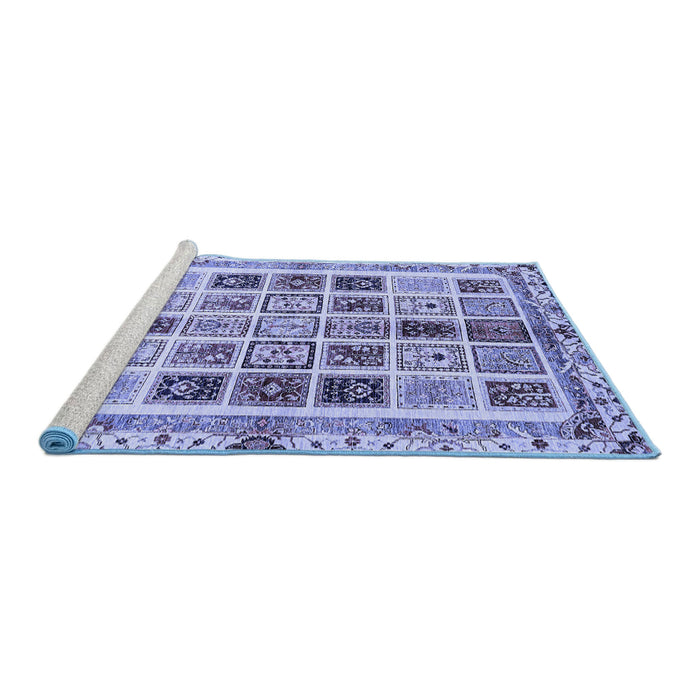 Sideview of Machine Washable Abstract Blue Modern Rug, wshabs700blu