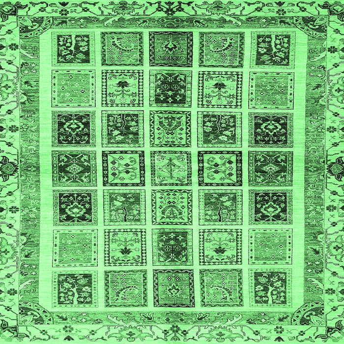 Square Abstract Emerald Green Modern Rug, abs700emgrn