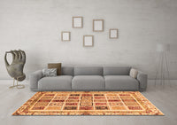 Machine Washable Abstract Orange Modern Rug, wshabs700org