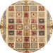 Round Machine Washable Abstract Red Rug, wshabs700