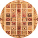 Round Abstract Orange Modern Rug, abs700org