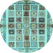 Round Abstract Light Blue Modern Rug, abs700lblu