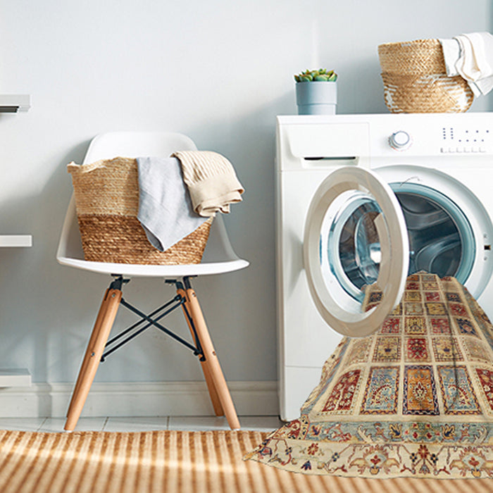 Machine Washable Abstract Red Rug in a Washing Machine, wshabs700