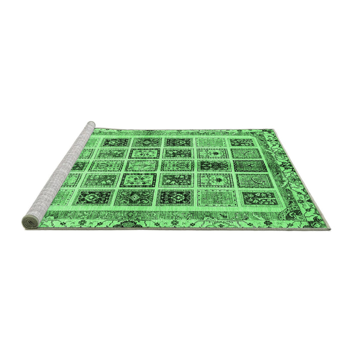 Sideview of Machine Washable Abstract Emerald Green Modern Area Rugs, wshabs700emgrn