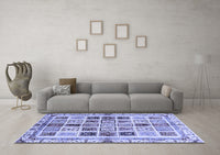 Machine Washable Abstract Blue Modern Rug, wshabs700blu