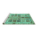 Sideview of Machine Washable Abstract Turquoise Modern Area Rugs, wshabs700turq