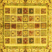 Square Abstract Yellow Modern Rug, abs700yw