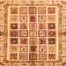 Square Machine Washable Abstract Orange Modern Area Rugs, wshabs700org