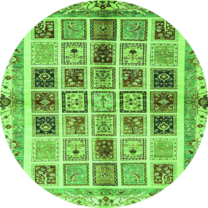 Round Machine Washable Abstract Green Modern Area Rugs, wshabs700grn