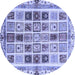 Round Abstract Blue Modern Rug, abs700blu