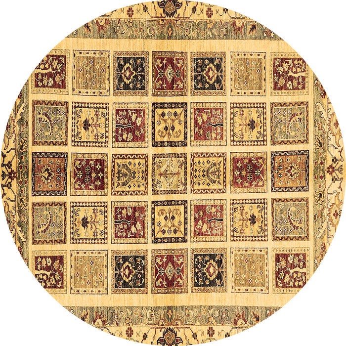 Round Abstract Brown Modern Rug, abs700brn