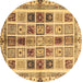 Round Abstract Brown Modern Rug, abs700brn