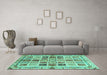 Machine Washable Abstract Turquoise Modern Area Rugs in a Living Room,, wshabs700turq